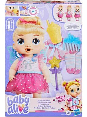 Baby Alive Fairy Fashions Harper Hugs 11in Doll Wings Wand Outfits Blonde